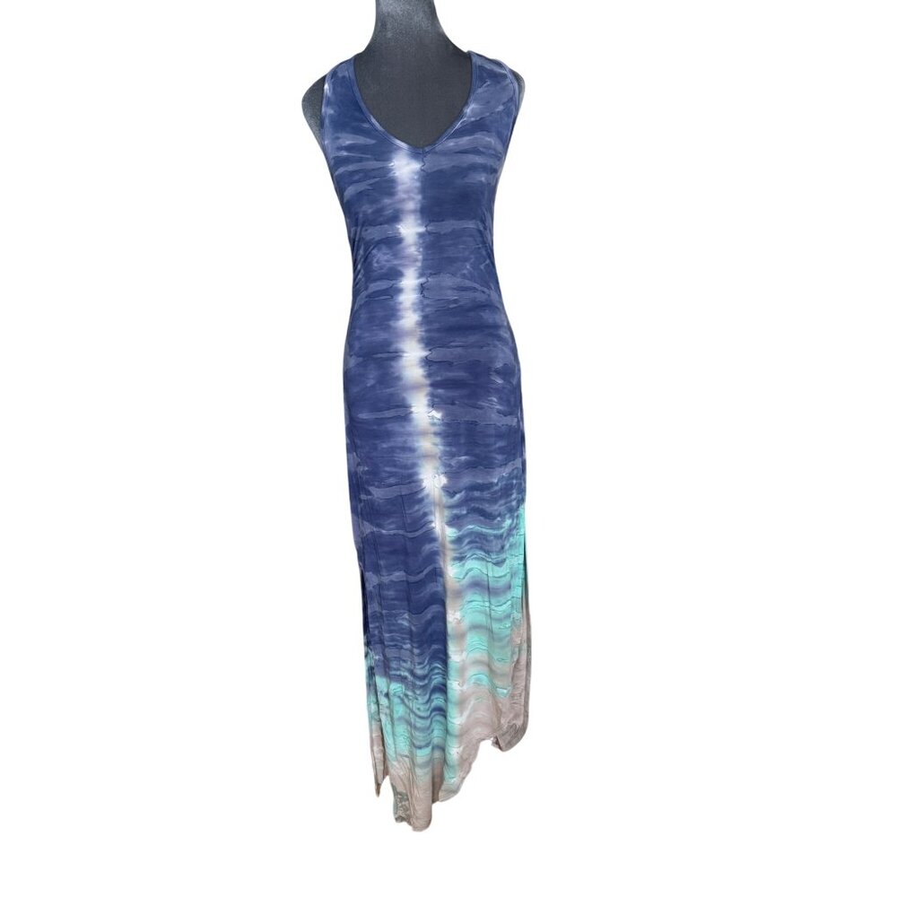 River & Sky Sleeveless Tie-Dye Maxi Dress Blue/Green Size XS